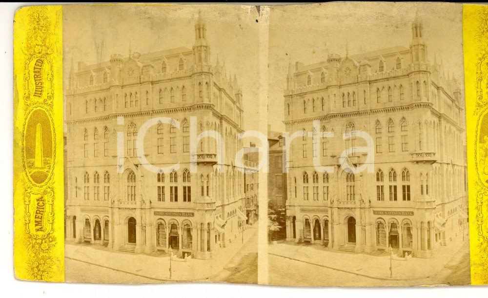 Fotografia d epoca originale 1880 BOSTON MA, USA Masonic Temple Photo AMERICA ILLUSTRATED Stereoview 1