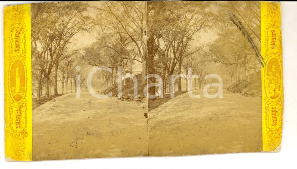 Fotografia d epoca originale 1880 BOSTON MA, USA The BOSTO COMMON park AMERICA ILLUSTRATED Stereoview 1