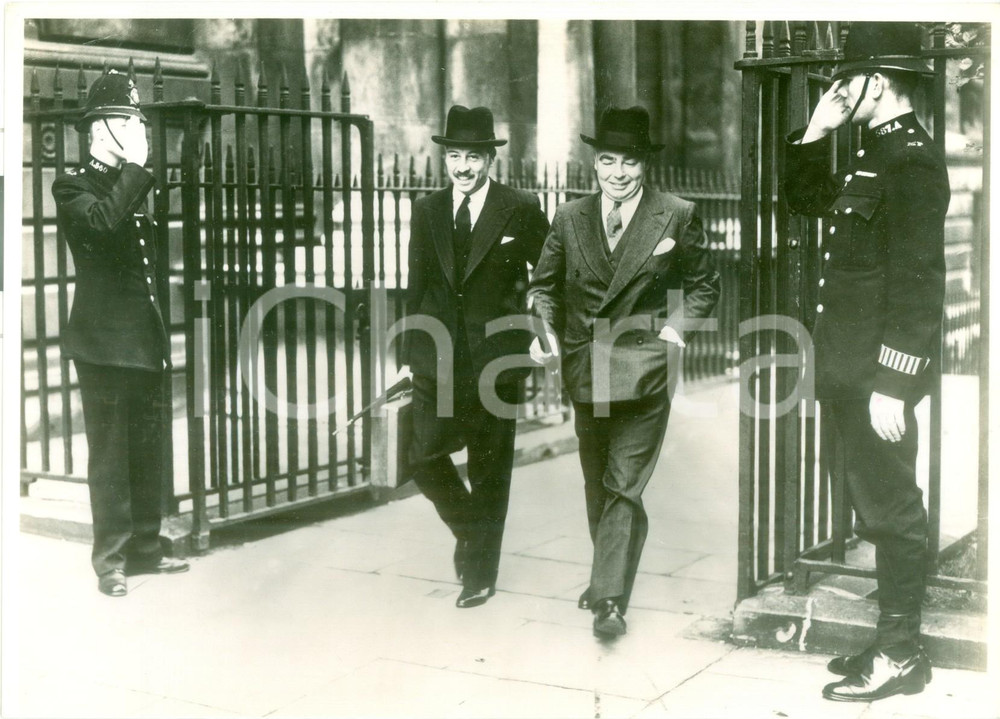 Fotografia d epoca originale 1938 LONDON Thomas INSKIP John VEREKER Viscount GORT a Downing Street Fotografia 1