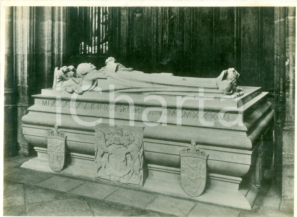 Fotografia d epoca originale 1936 LONDON Tomba Giorgio V architetto Edwyn LUTYENS Scultore William Reid DICK 1