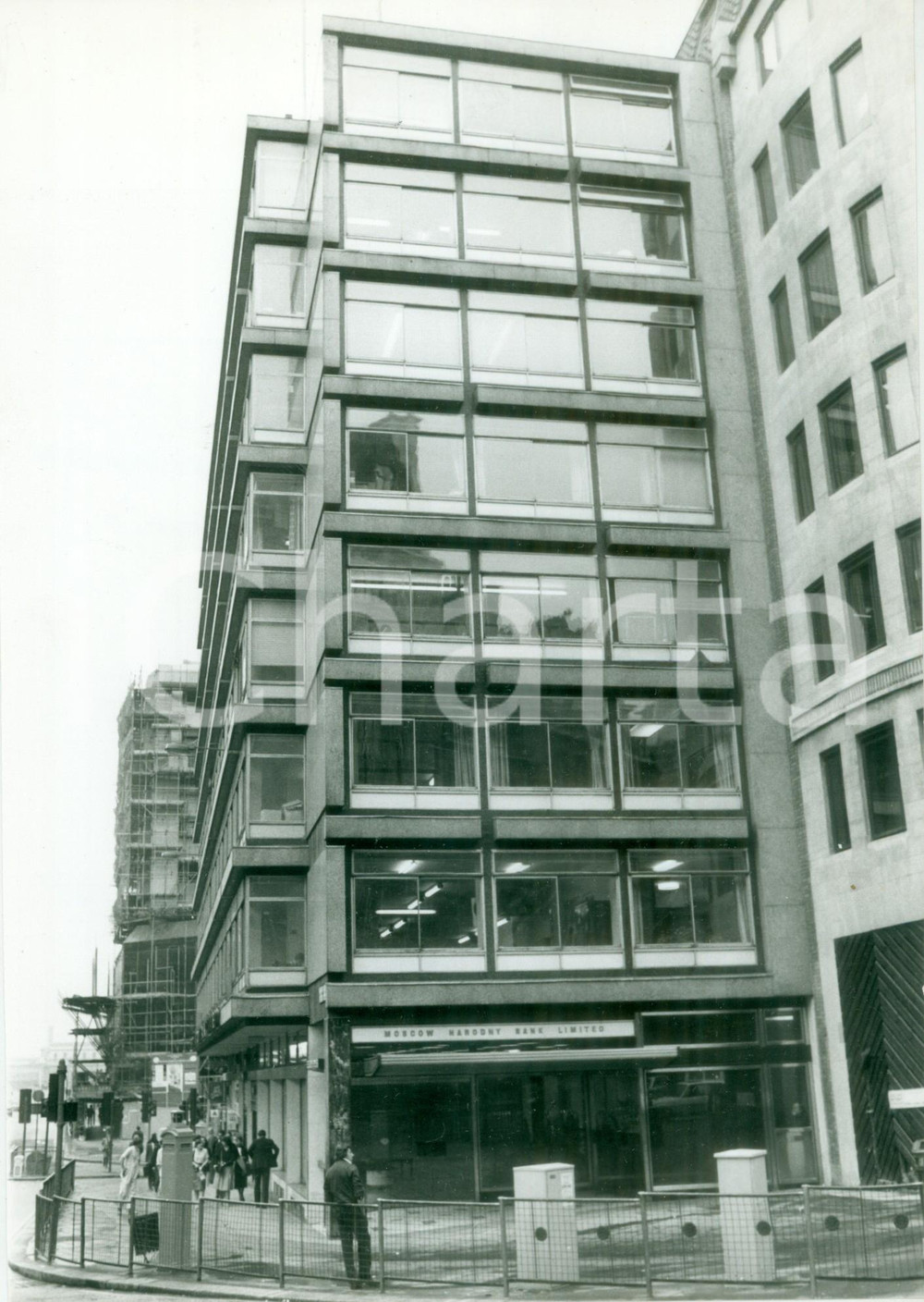 Fotografia d epoca originale 1980 ca LONDON La sede della Moscow Narodny Bank Vera fotografia 1