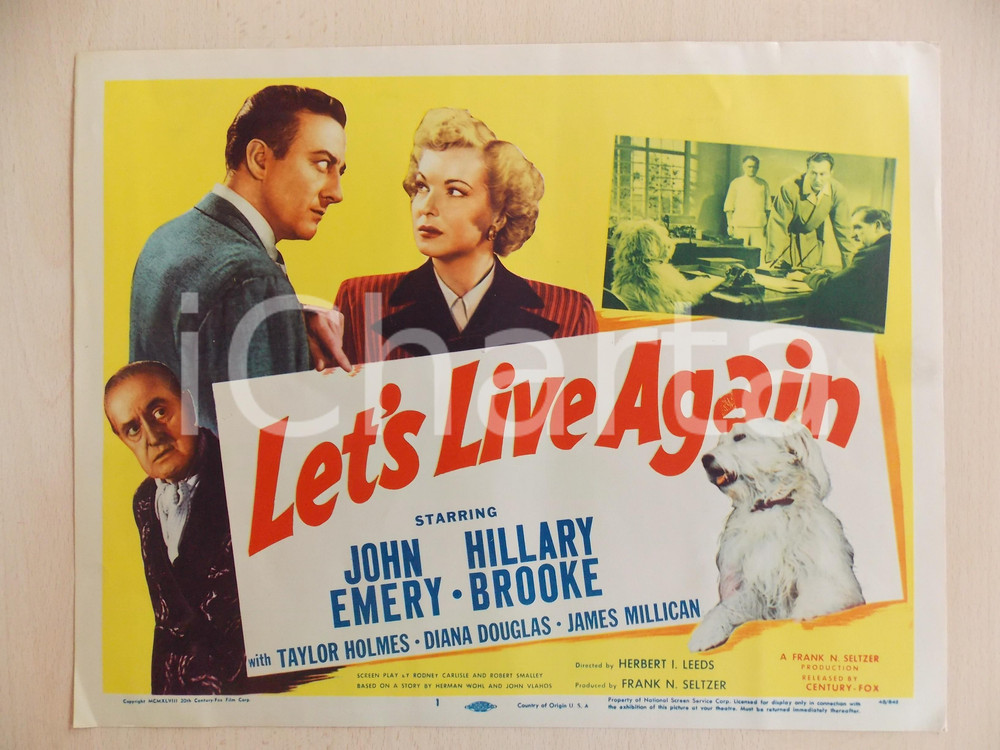 Oggetto da collezione cartaceo 1948 LET S LIVE AGAIN John EMERY Hillary BROOKE Manifestino LOBBY CARD 1