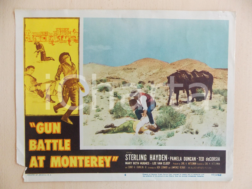 Oggetto da collezione cartaceo 1957 GUN BATTLE AT MONTEREY Cowboy nel deserto Manifestino DANNEGGIATO 1