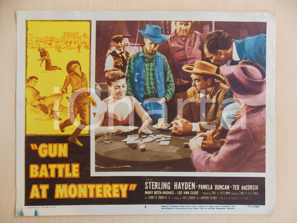 Oggetto da collezione cartaceo 1957 GUN BATTLE AT MONTEREY Sterling HAYDEN Partita poker al saloon Manifestino 1