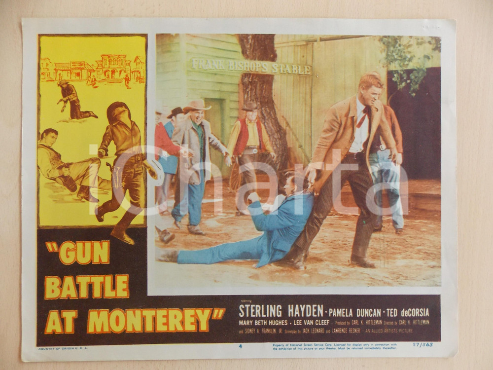 Oggetto da collezione cartaceo 1957 GUN BATTLE AT MONTEREY Sterling HAYDEN trascina Lee VAN CLEEF Manifestino 1
