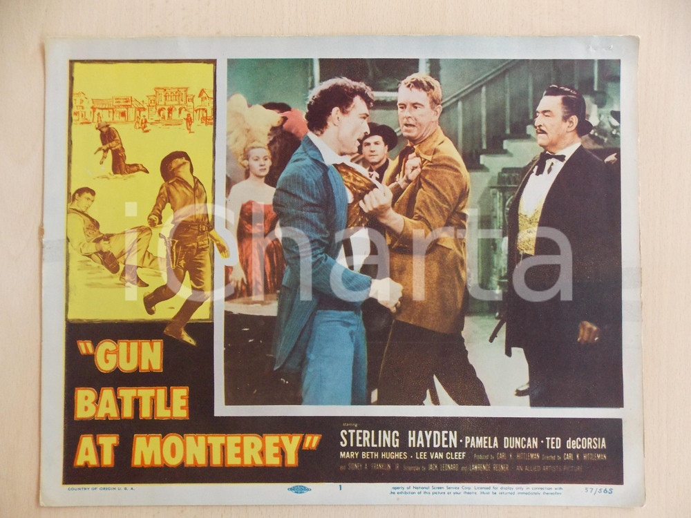 Oggetto da collezione cartaceo 1957 GUN BATTLE AT MONTEREY Rissa tra Sterling HAYDEN Lee VAN CLEEF Manifestino 1