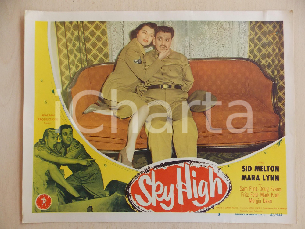 Oggetto da collezione cartaceo 1951 SKY HIGH Margia DEAN Sid MELTON tied on the sofa LOBBY CARD Manifestino 1