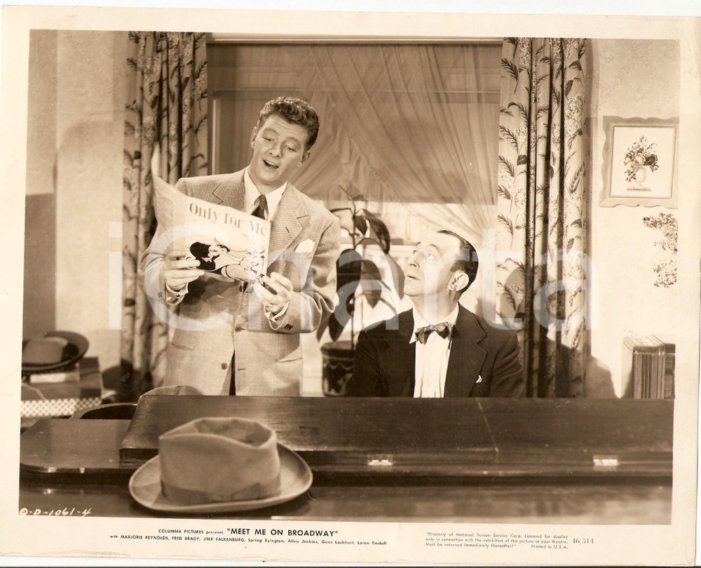 Fotografia d epoca originale 1946 MEET ME ON BROADWAY Fred BRADY al piano con Allen JENKINS Foto di scena 1