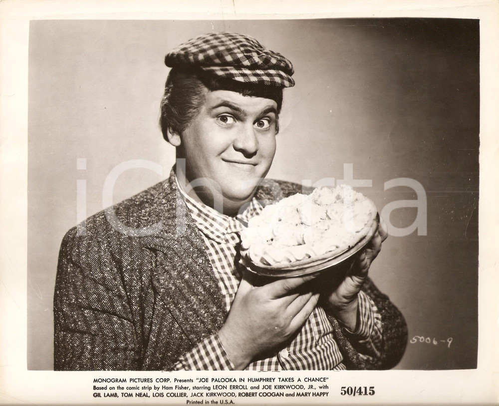 Fotografia d epoca originale 1950 JOE PALOOKA IN HUMPHREY TAKES A CHANCE Robert COOGAN con torta Foto scena 1