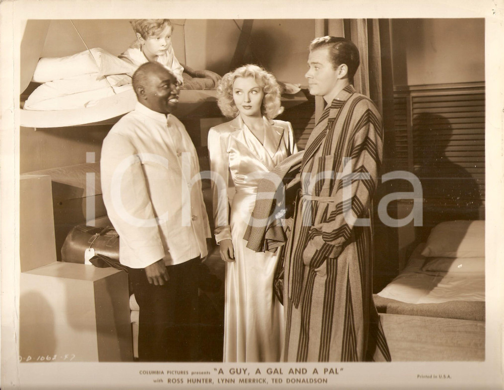 Fotografia d epoca originale 1945 A GUY, A GAL AND A PAL Ross HUNTER Lynn MERRICK su treno notturno Foto 1