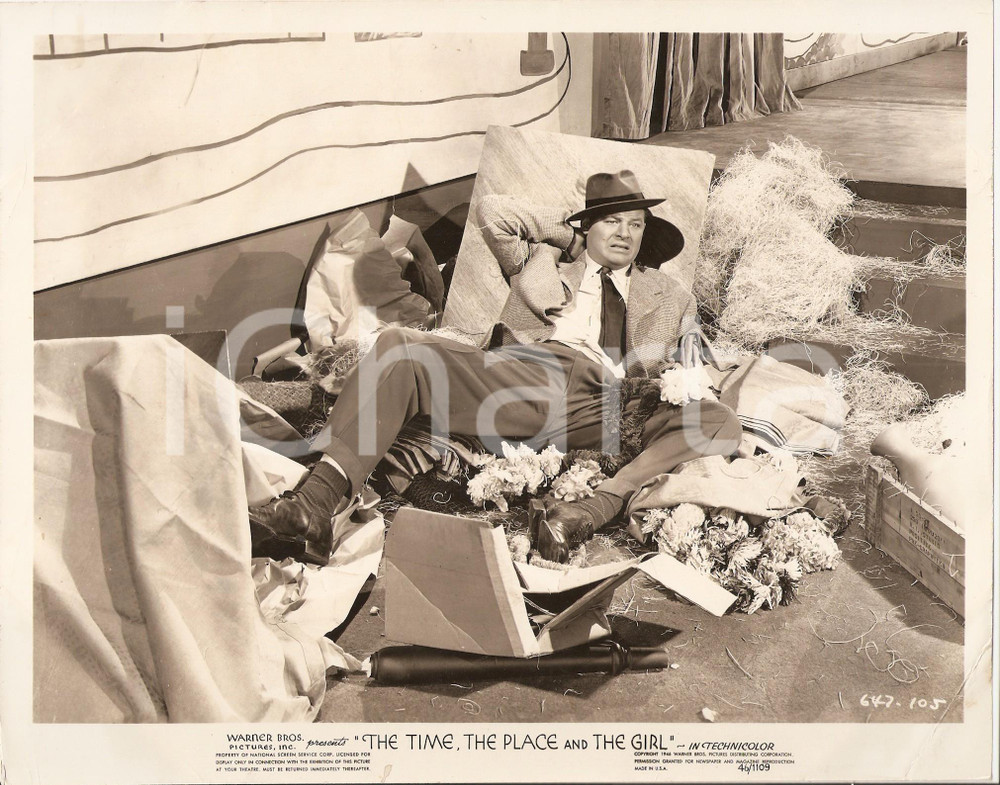 Fotografia d epoca originale 1946 THE TIME, THE PLACE AND THE GIRL Jack CARSON caduto su fiori Foto di scena 1