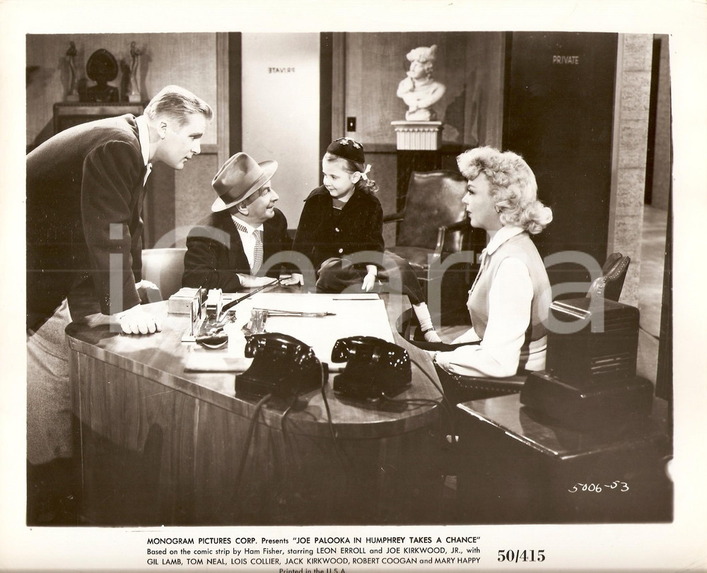 Fotografia d epoca originale 1950 JOE PALOOKA Leon ERROLL Joe KIRKWOOD Iris ADRIAN al telefono Foto di scena 1