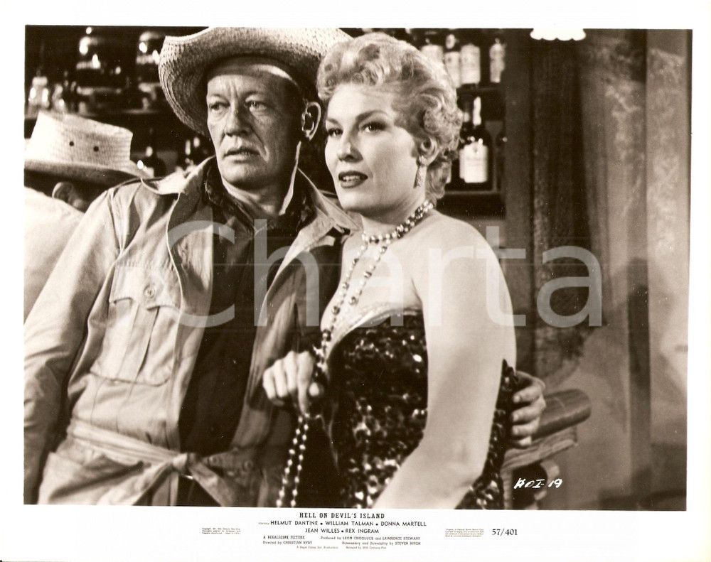 Fotografia d epoca originale 1957 HELL ON DEVIL S ISLAND William TALMAN Jean WILLES Foto di scena 1