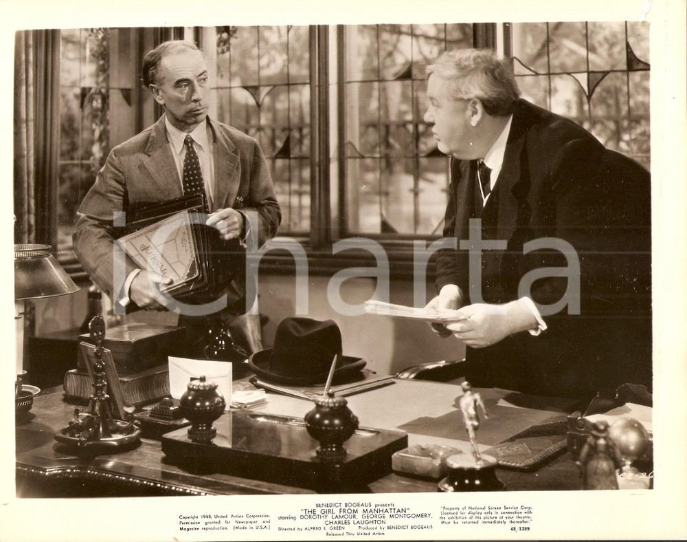 Fotografia d epoca originale 1948 GIRL FROM MANHATTAN Charles LAUGHTON George CHANDLER Foto di scena 1
