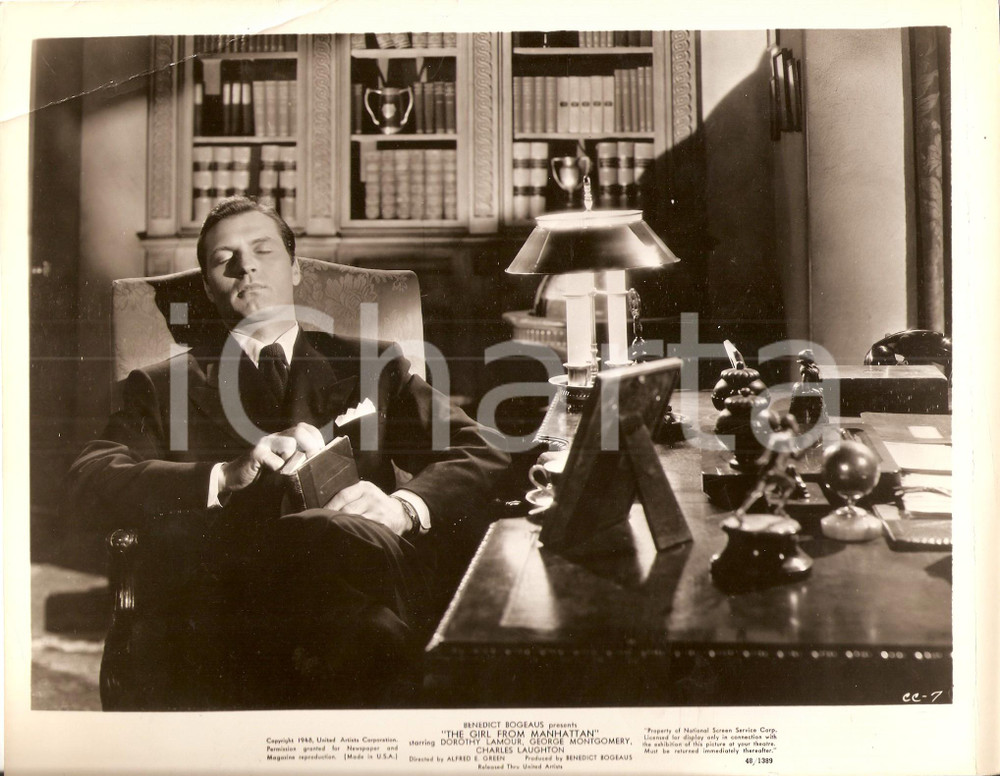 Fotografia d epoca originale 1948 GIRL FROM MANHATTAN George MONTGOMERY si addormenta Foto di scena 1