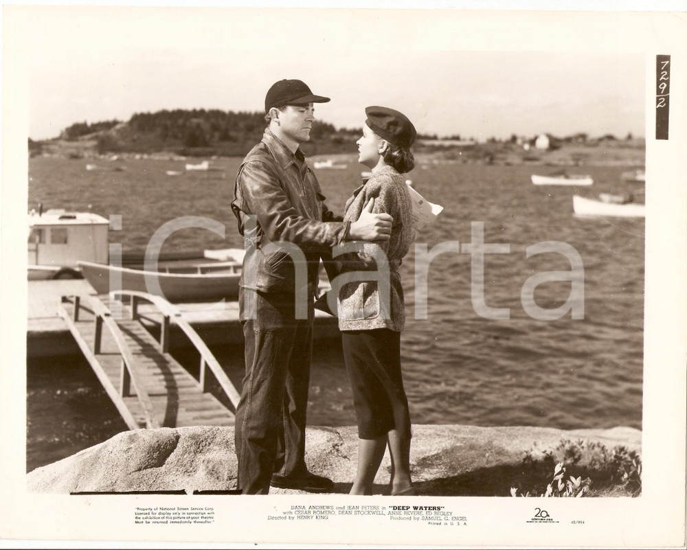 Fotografia d epoca originale 1948 DEEP WATERS Dana ANDREWS Jean PETERS abbraccio sugli scogli Foto di scena 1