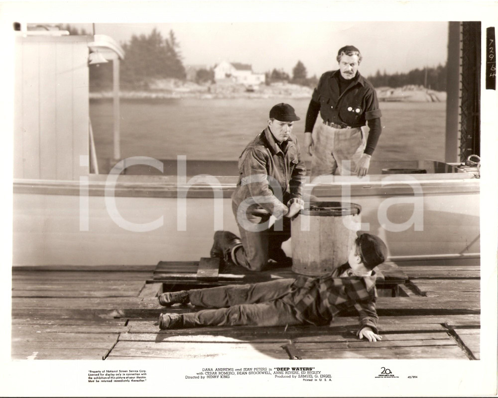 Fotografia d epoca originale 1948 DEEP WATERS Dean STOCKWELL scivola sul molo Film Henry KING Foto di scena 1