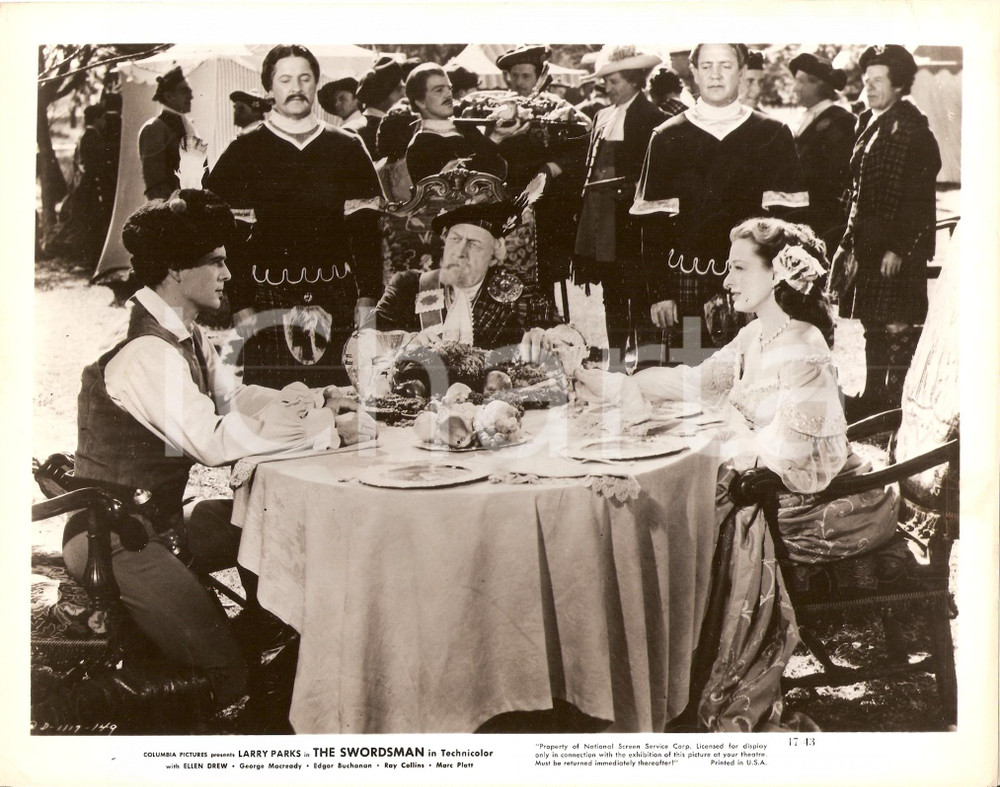 Materiale cinematografico d’epoca 1948 THE SWORDSMAN Larry PARKS Ellen DREW George MACREADY pranzano Foto di scena 1