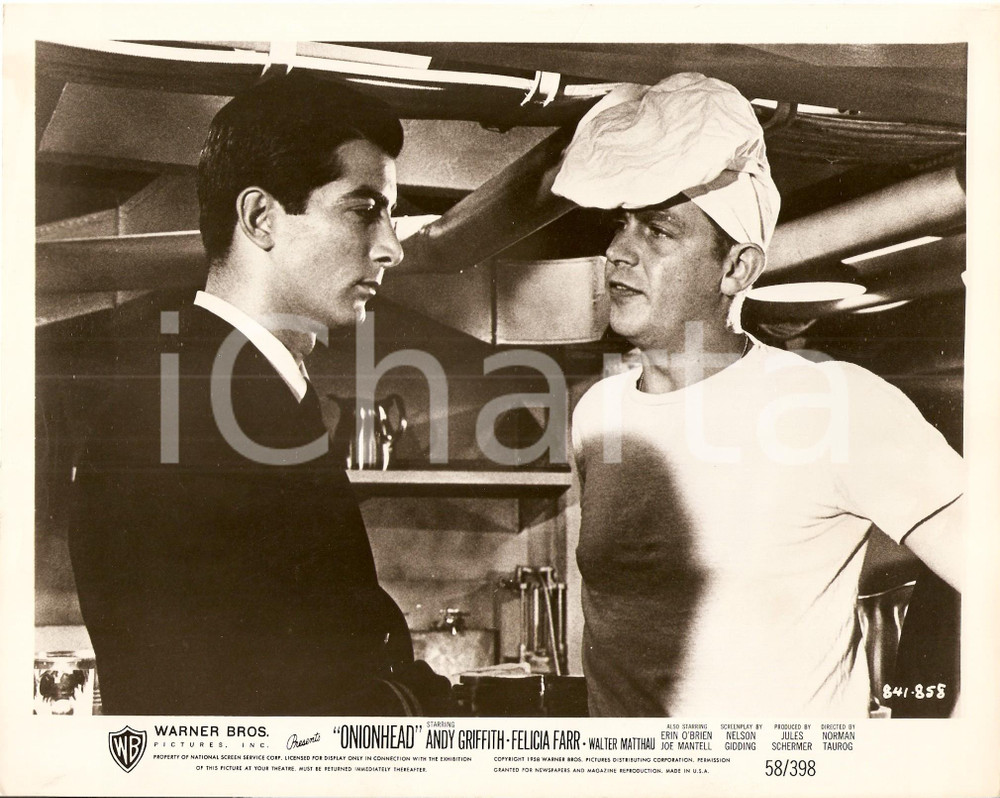 Fotografia d epoca originale 1958 ONIONHEAD Andy GRIFFITH e Dan BARTON discutono in cucina Foto di scena 1