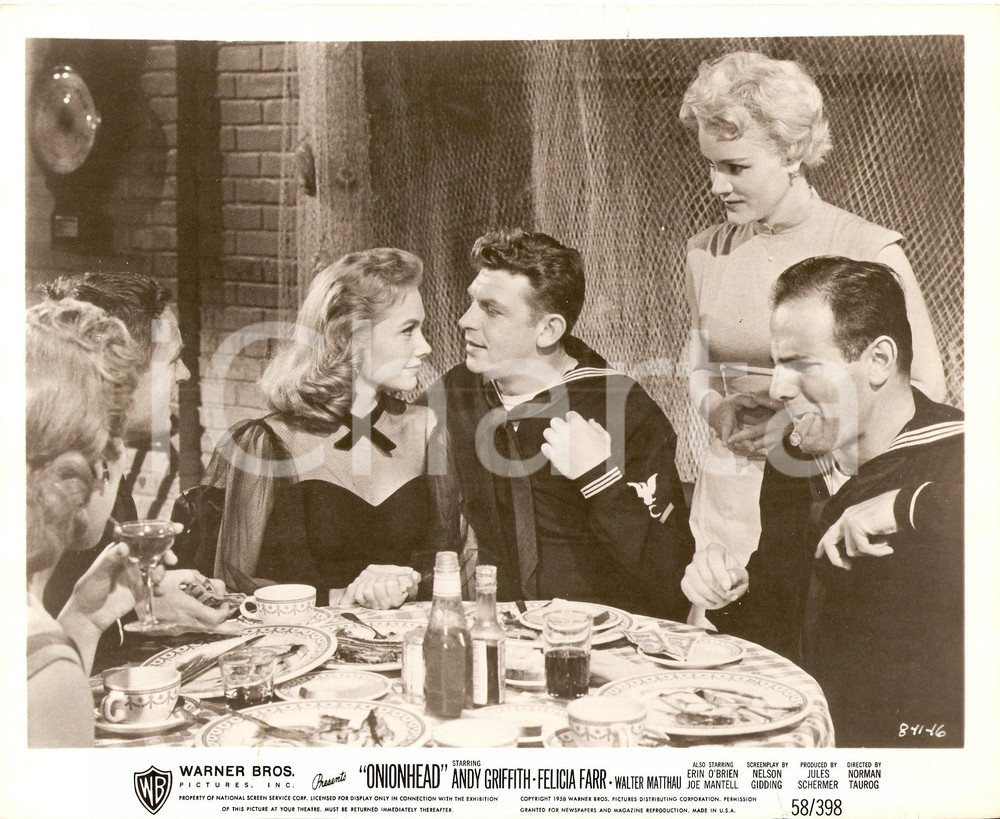 Fotografia d epoca originale 1958 ONIONHEAD Andy GRIFFITH Felicia FARR al ristorante Foto di scena 1