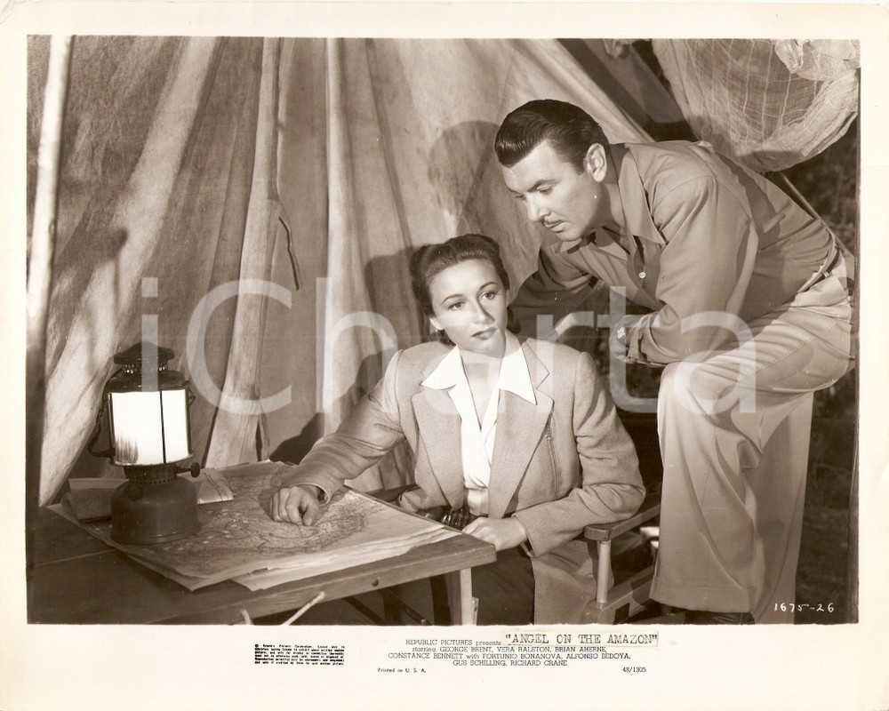 Fotografia d epoca originale 1948 ANGEL ON THE AMAZON Vera RALSTON George BRENT studiano mappa Foto di scena 1