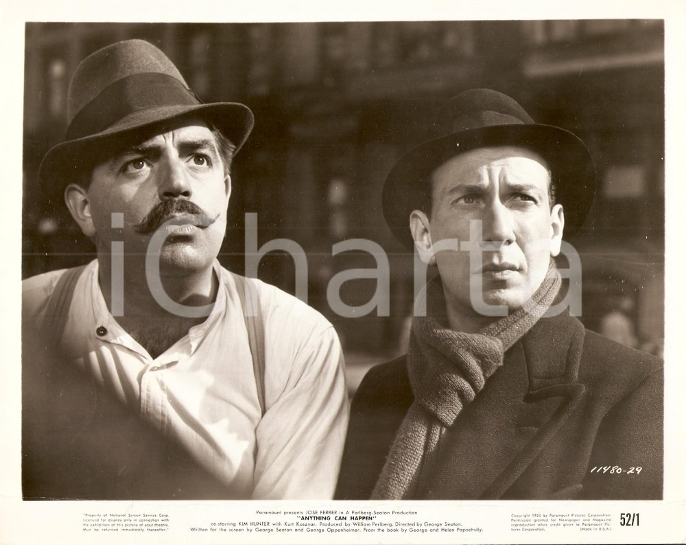 Fotografia d epoca originale 1952 ANYTHING CAN HAPPEN José FERRER Kurt KASZNAR Film George SEATON Foto scena 1