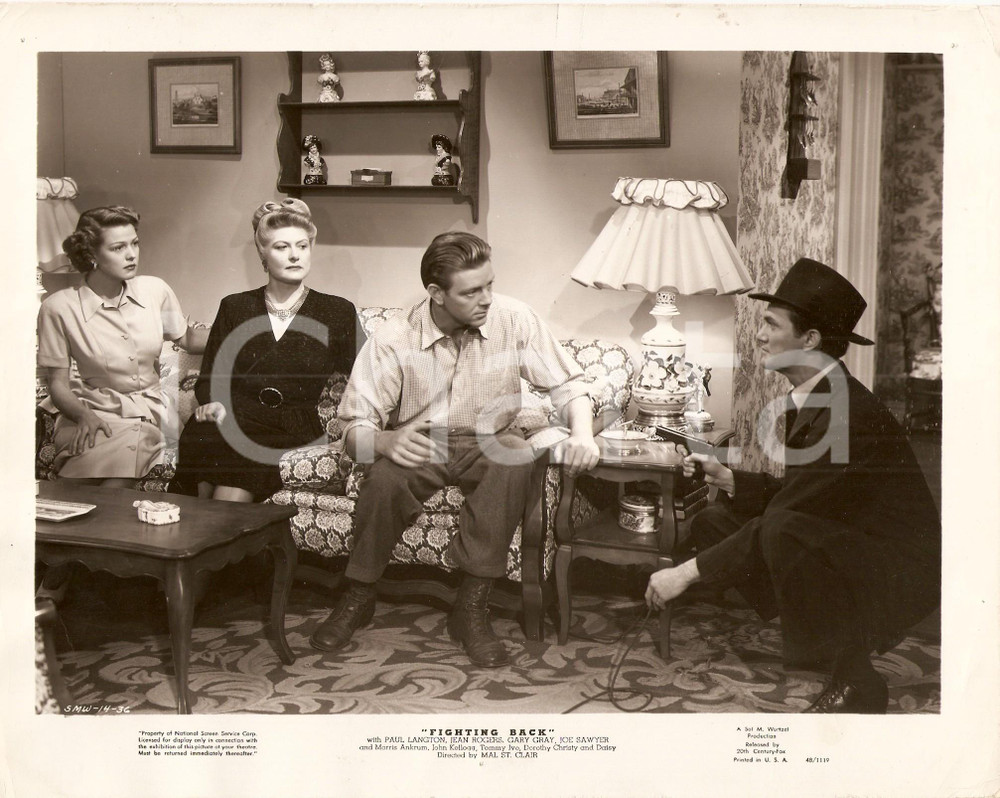 Fotografia d epoca originale 1948 FIGHTING BACK John KELLOGG punta pistola a Paul LANGTON Foto di scena 1