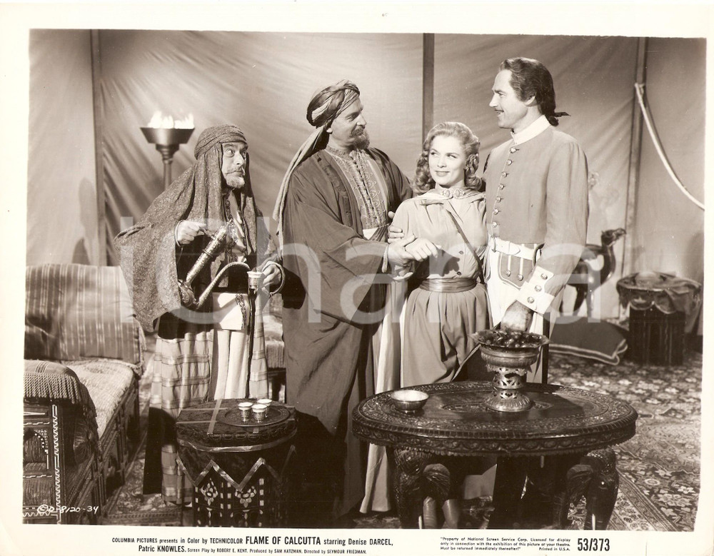 Fotografia d epoca originale 1953 FLAME OF CALCUTTA Maraja ospita Denise DARCEL Patric KNOWLES Foto di scena 1