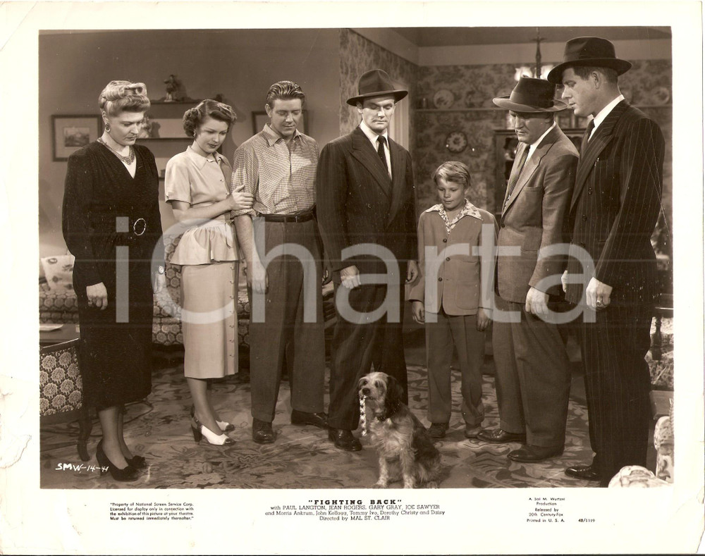 Fotografia d epoca originale 1948 FIGHTING BACK Paul LANGTON con il cane DAISY Foto di scena DANNEGGIATA 1