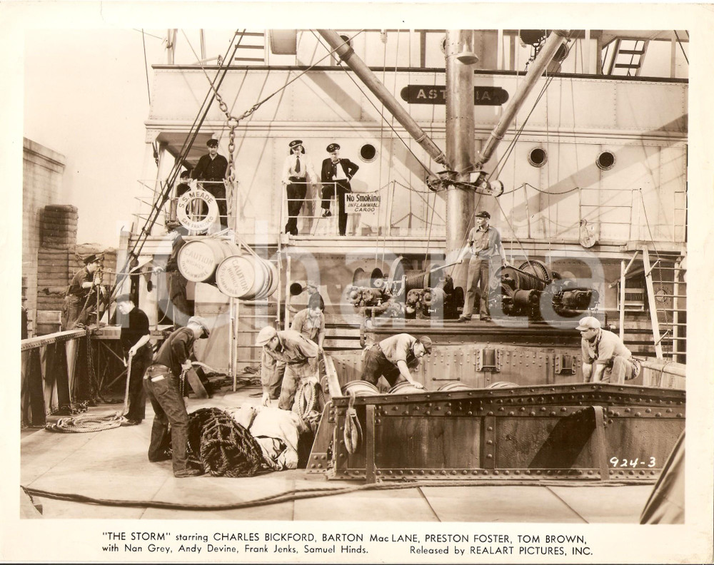 Fotografia d epoca originale 1938 THE STORM Marinai al lavoro sul ponte di coperta Foto di scena 1