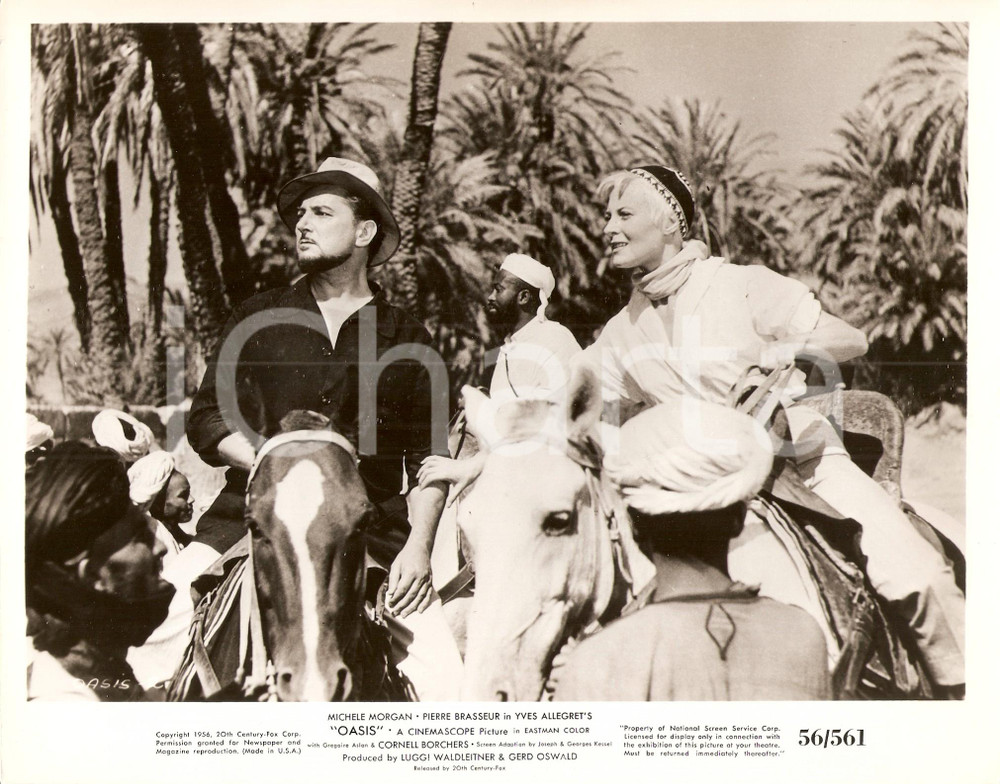 Fotografia d epoca originale 1955 OASIS Pierre BRASSEUR MichÃ¨le MORGAN cavalcata nell oasi Foto di scena 1