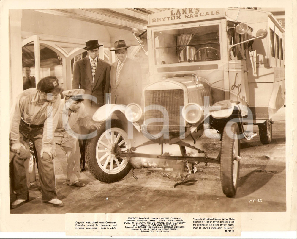 Fotografia d epoca originale 1948 ON OUR MERRY WAY Henry FONDA James STEWART riparano auto Foto DANNEGGIATA 1