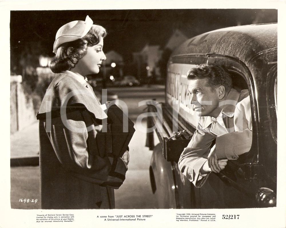 Fotografia d epoca originale 1952 JUST ACROSS THE STREET Ann SHERIDAN e John LUND Foto di scena 1
