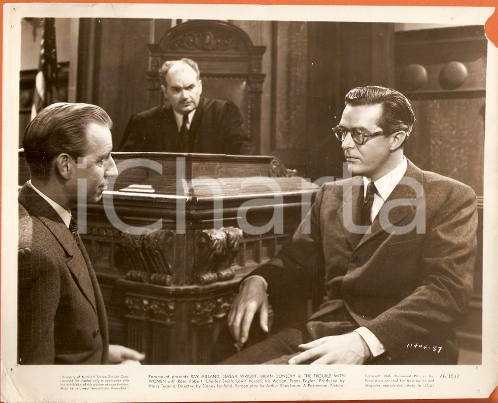 Fotografia d epoca originale 1947 TROUBLE WITH WOMEN Ray MILLAND testimonia durante processo Foto di scena 1