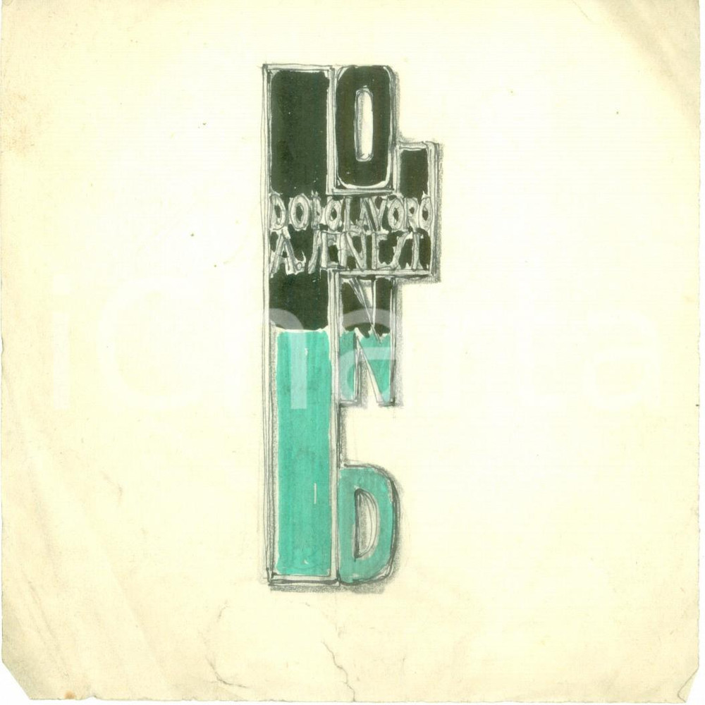 Stampa, bozzetto originale 1935 ca MILANO O.N.D. Dopolavoro SENESI Bozzetto DISEGNATO A MANO DANNEGGIATO 1