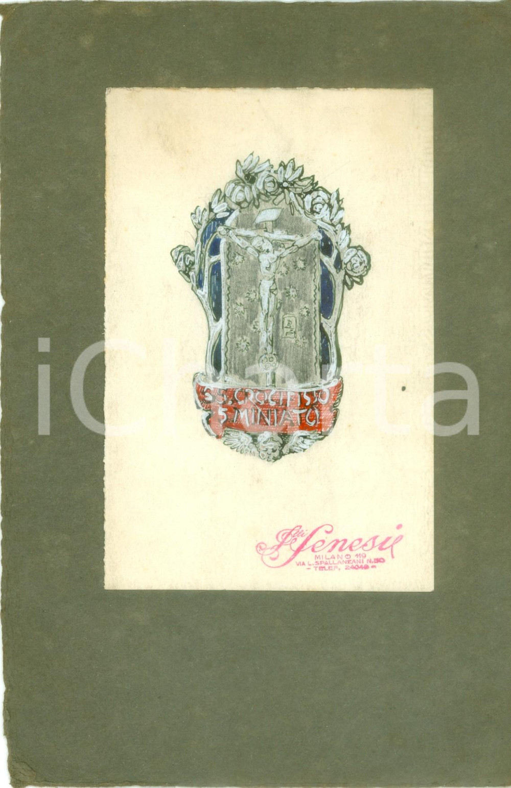 Stampa, bozzetto originale 1935 ca SAN MINIATO PI Santissimo Crocifisso Bozzetto DISEGNATO A MANO medaglia 1