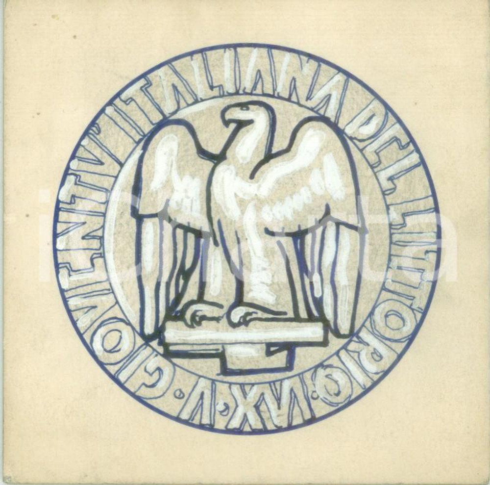 Stampa, bozzetto originale 1938 MILANO ? GIL Gioventù Italiana Littorio Bozzetto DISEGNATO A MANO medaglia 1