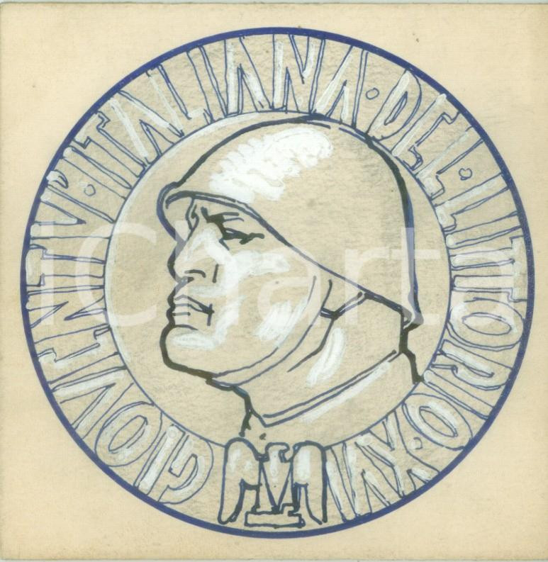 Stampa, bozzetto originale 1938 GIL GioventÃ¹ Italiana Littorio Bozzetto DISEGNATO A MANO per medaglia 1