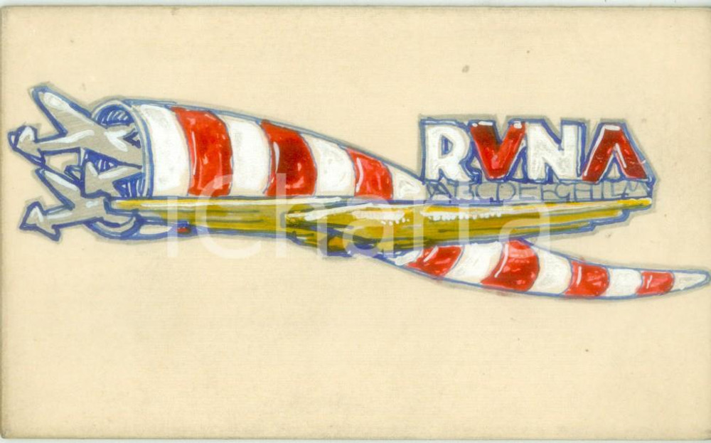 Stampa, bozzetto originale 1939 MILANO Giro di LOMBARDIA Avioraduno RUNA Bozzetto DISEGNATO A MANO 1