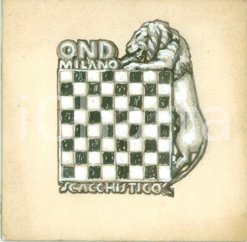 1935 ca MILANO OND Circolo scacchistico *Bozzetto DISEGNATO A MANO per medaglia