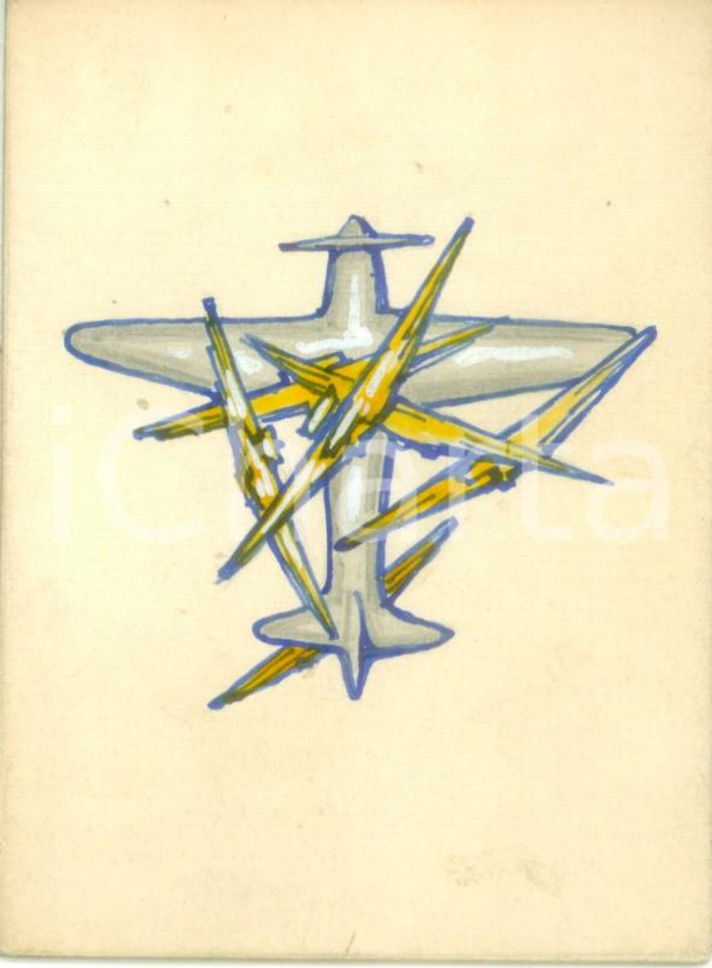 Stampa, bozzetto originale 1939 MILANO Ballo dell Aviazione Avioraduno RUNA Bozzetto DISEGNATO A MANO 1