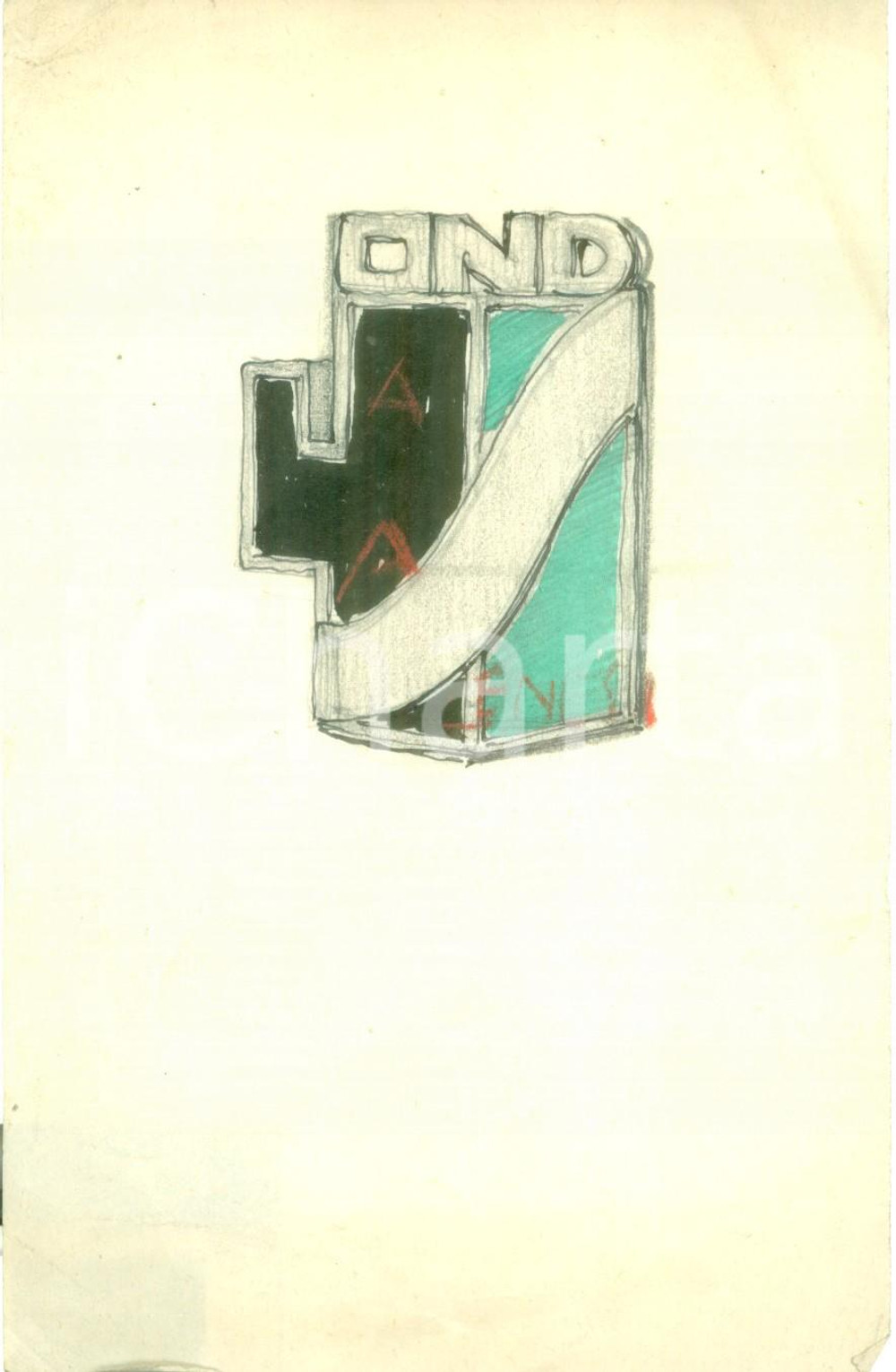 Stampa, bozzetto originale 1935 ca MILANO OND Opera Nazionale Dopolavoro Bozzetto DISEGNATO A MANO 1