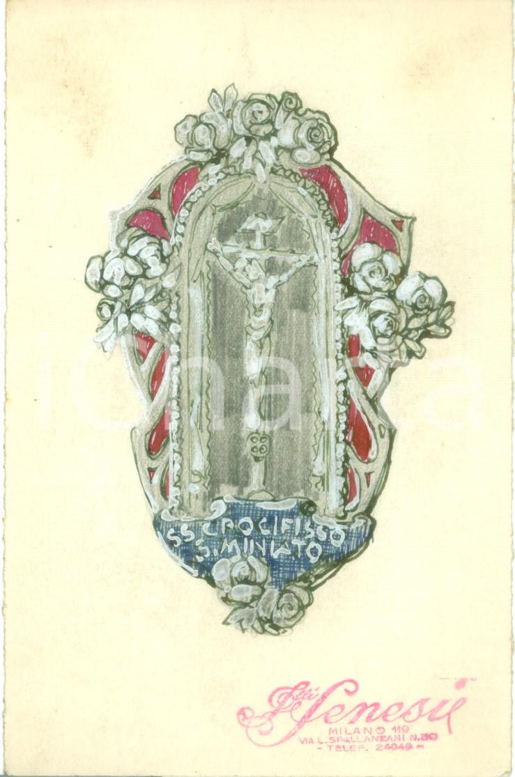 Stampa, bozzetto originale 1935 ca SAN MINIATO PI Santissimo Crocifisso Bozzetto DISEGNATO A MANO 1