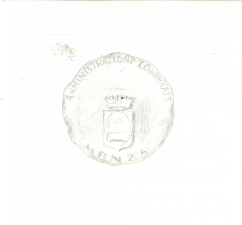 Stampa, bozzetto originale 1940 ca MONZA Amministrazione Comunale Bozzetto per medaglia DISEGNATO A MANO 1