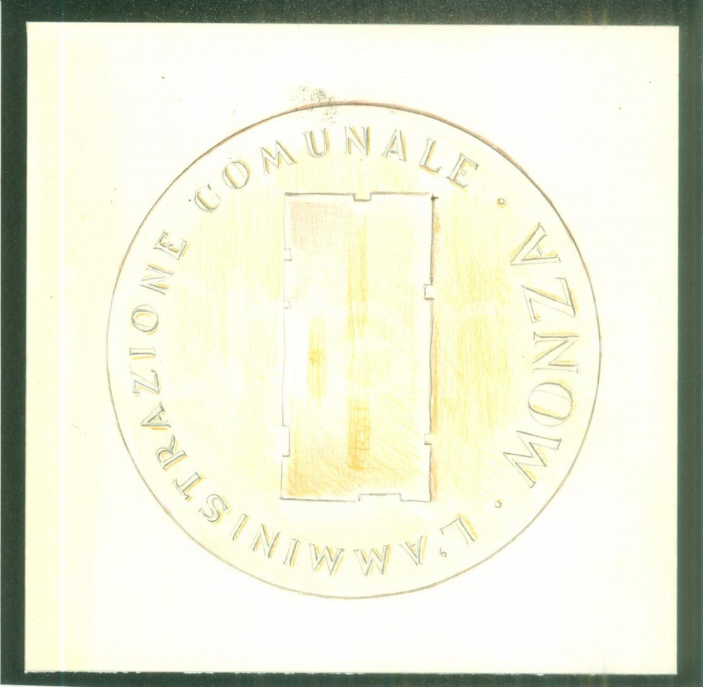 Stampa, bozzetto originale 1940 MONZA Amministrazione Comunale Bozzetto DISEGNATO A MANO per stemma 1