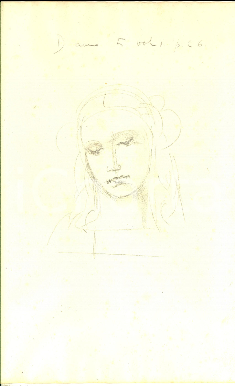 Opera d’arte autentica 1925 EMILIO AMBRON Testa di giovane donna Disegno a matita per DEDALO 24x35 cm 1