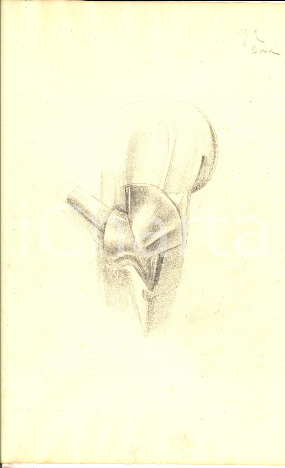 Opera d’arte autentica 1925 ca EMILIO AMBRON Dettaglio di armatura Disegno matita per DEDALO 24x35 cm 1