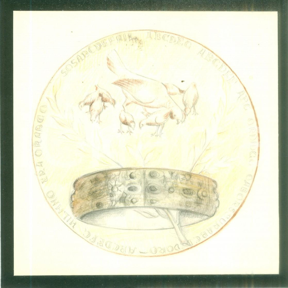 Stampa, bozzetto originale 1940 ca MONZA Amministrazione Comunale Bozzetto per stemma DISEGNATO A MANO 1