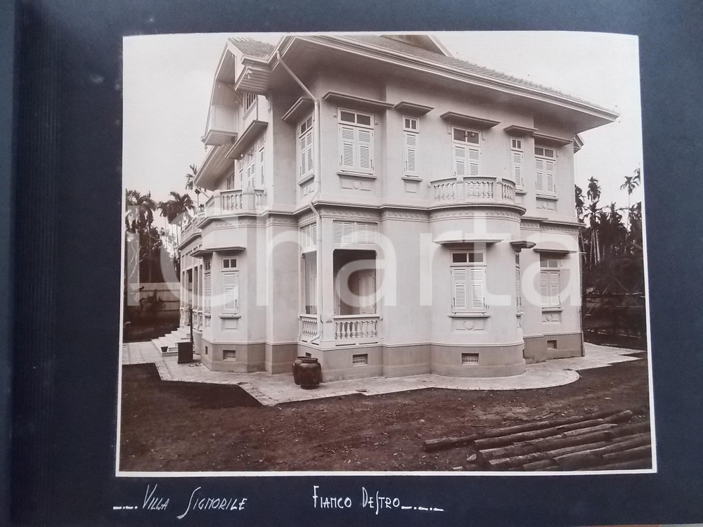 Fotografia d epoca originale 1920 ca BANGKOK Nuova villa signorile  Fianco destro Foto ARCHITETTURA RARA 1