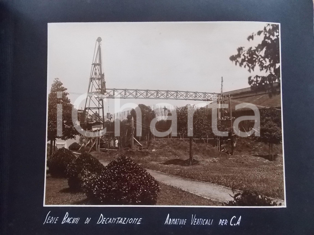 Fotografia d epoca originale 1920 ca BANGKOK Bacino decantazione  Armature per cemento armato Foto ANIMATA 1